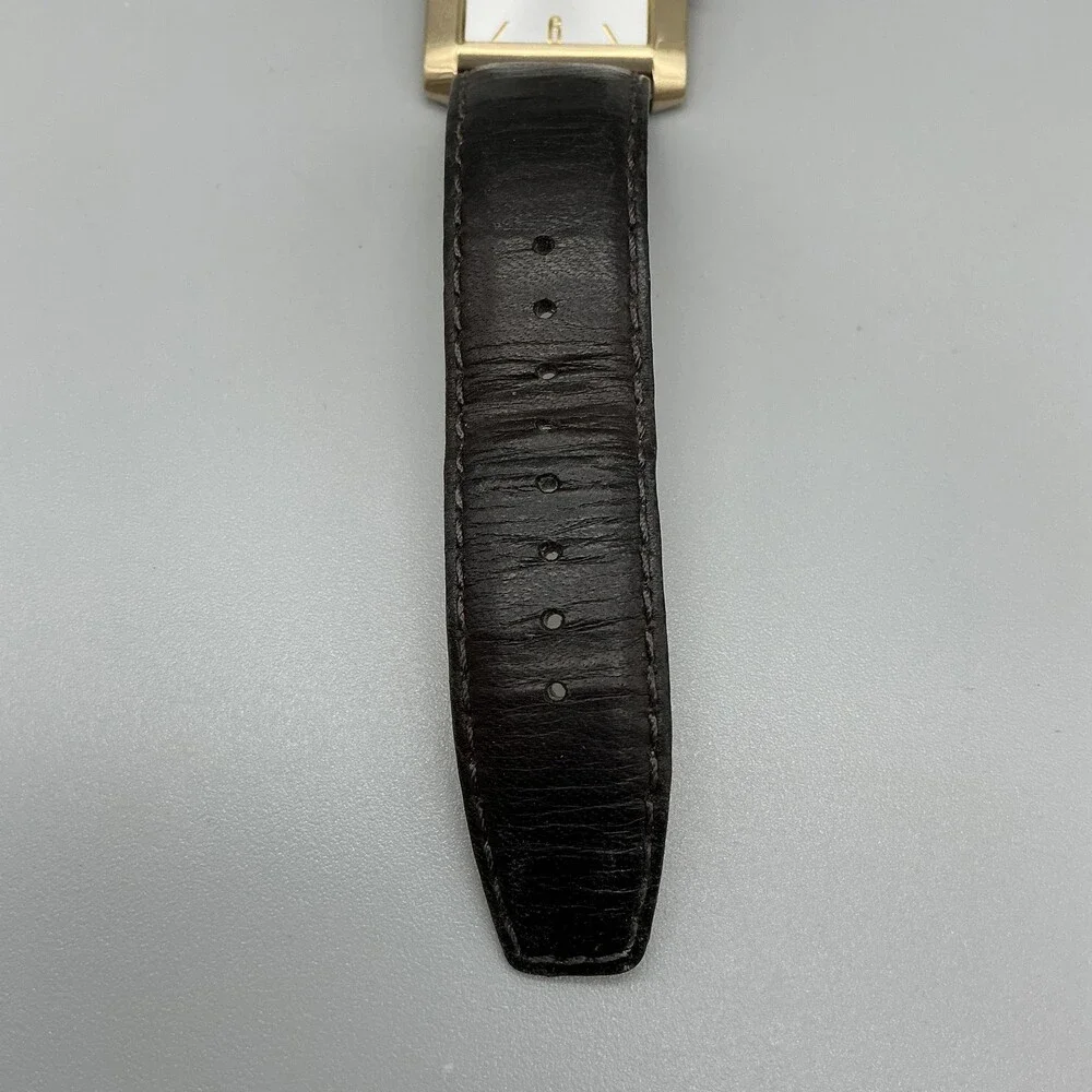 Kenneth Cole Reaction Mens Watch 33mm Silver Gold Tone Black Leather New Battery